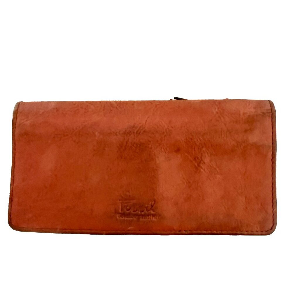 Fossil cognac brown wallet, real leather wallet, womens wallet